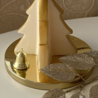 Lumanare Christmas Tree cu decor auriu