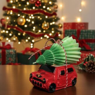 Lumanare Christmas car rosie, handmade